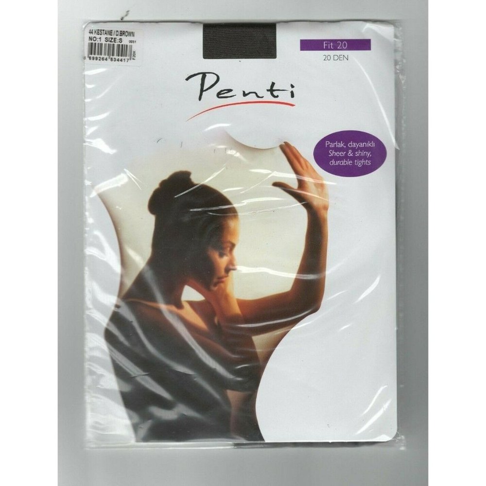 Penti 44 D.Brown #1 Size Small Fit 20 Sheer & Shiny Durable Tights Hosiery 4417